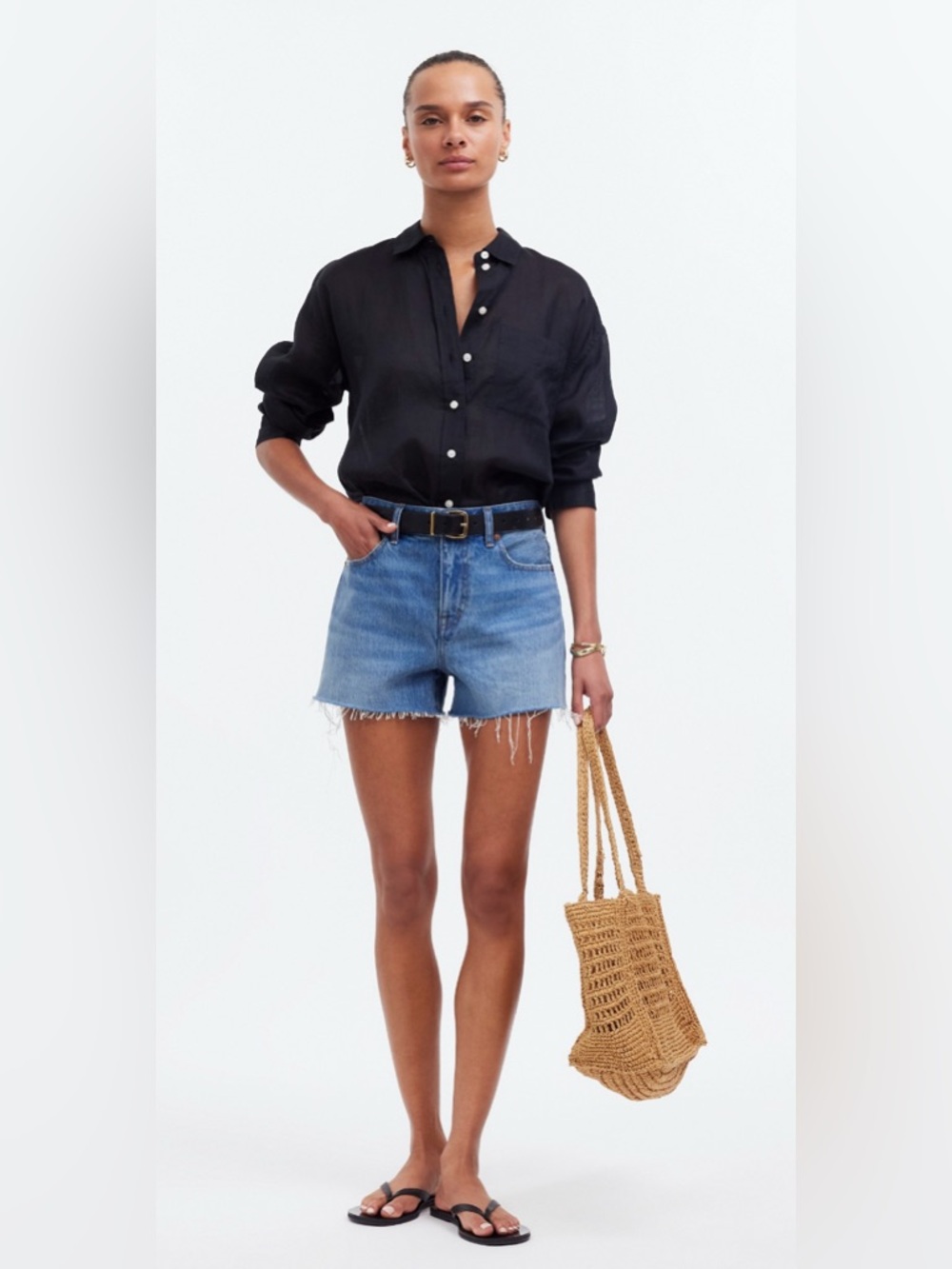 NWT MADEWELL Relaxed Denim Shorts in Kelton Wash Raw Hem Edition size women’s 33